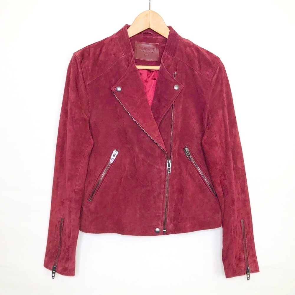 Blank NYC burgundy, suede bomber moto jacket